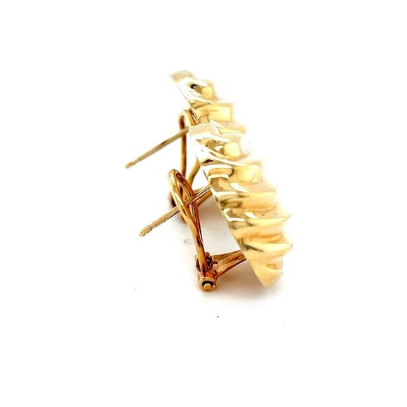 14K Gold Hollow Scalloped Earrings - Picture 2 of 8